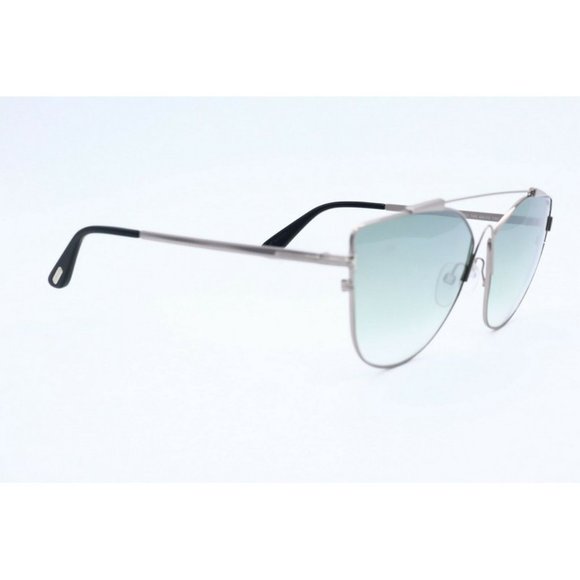 Tom Ford Jacquelyn-02 TF 563 14X Cat Eye Silver Sunglasses Green Gradient (C)